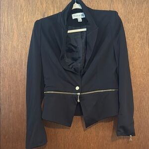 Forever 21 Black Tailored Blazer with Edgy Zipper